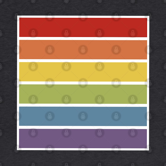 Retro Muted Color Striped Gay Pride Rainbow by Ricaso